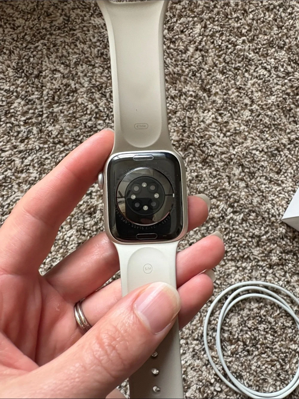 Apple Watch Series 7 Starlight Aluminum Case with Starlight Sport Band